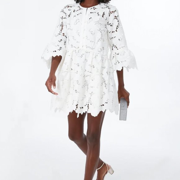 Self-Portrait White Lace Mini Dress - Picture 4 of 6